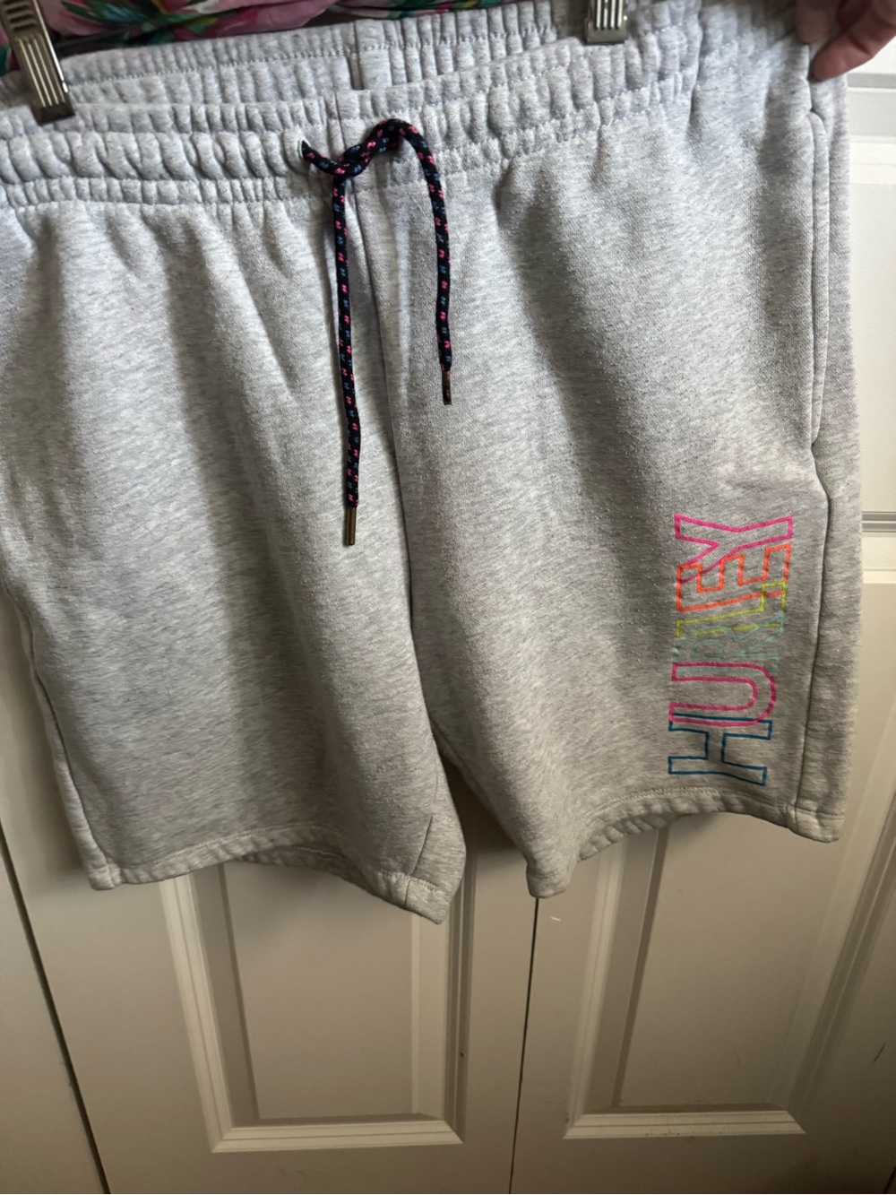 Hurley Light Gray Athletic Shorts with Multicolor Logo